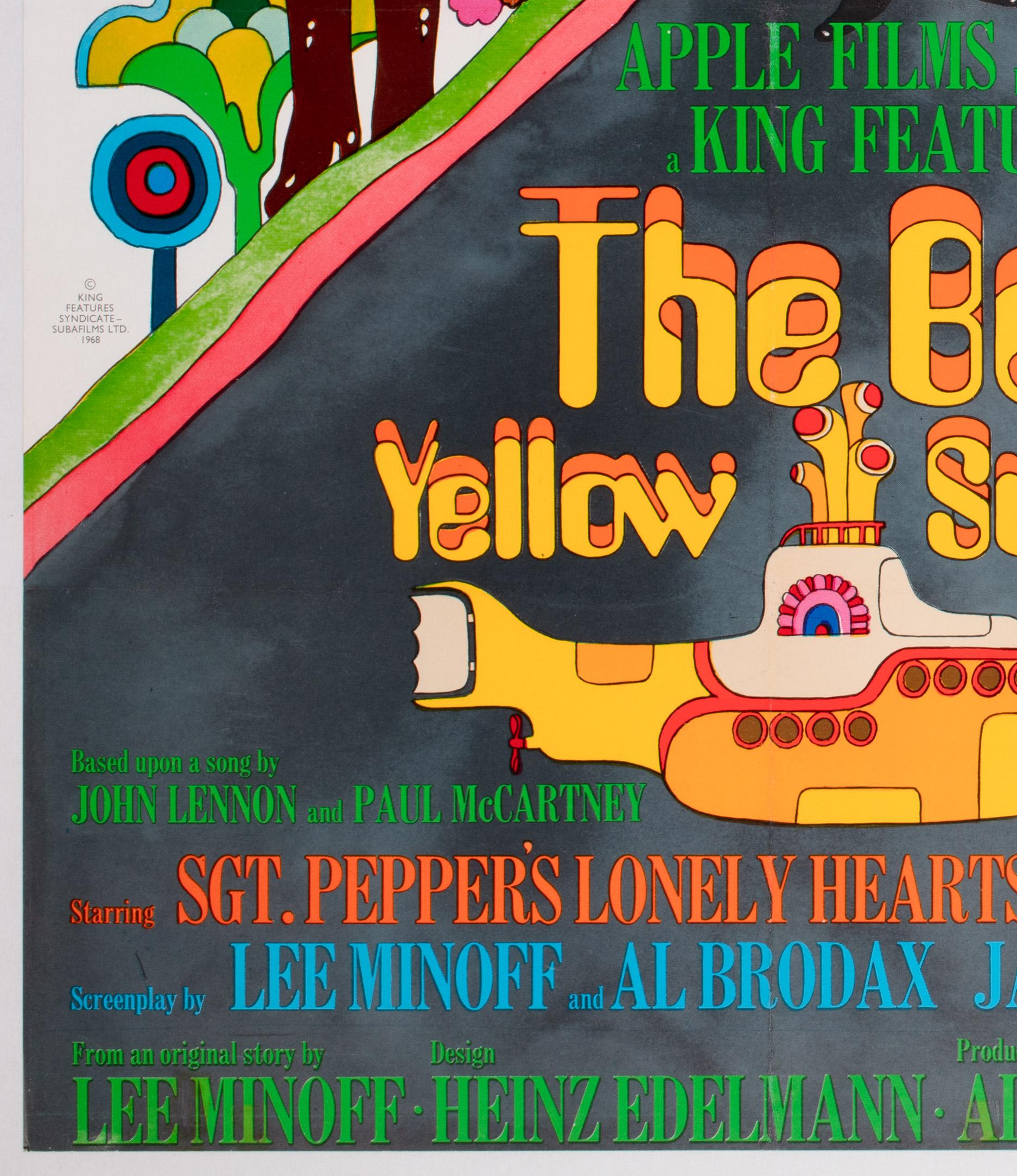 British Yellow Submarine 1968 UK Quad Film Movie Poster, Edelmann, The Beatles For Sale