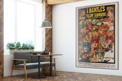 Yellow Submarine Original Italian Film Movie Poster, 1968 4 FOGLIO, Linen Backed