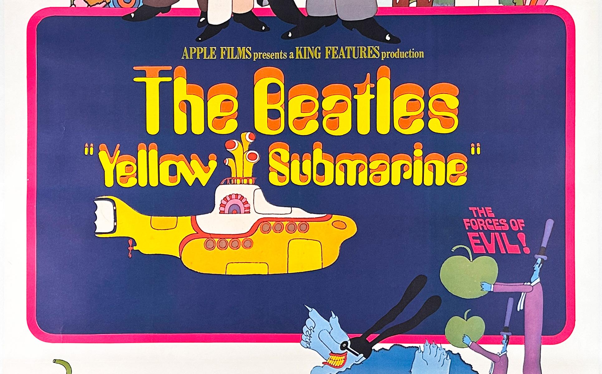 Yellow Submarine The Beatles 1968 US 3 Sheet Film Poster, Heinz Edelmann In Good Condition For Sale In Bath, Somerset