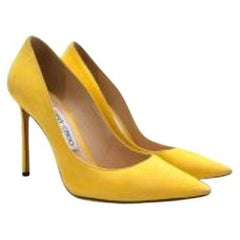 Yellow Suede Point Toe Heeled Pumps