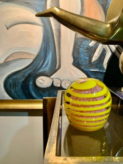 Yellow Swirl Murano Glass Paperweight