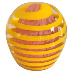 Yellow Swirl Murano Glass Paperweight