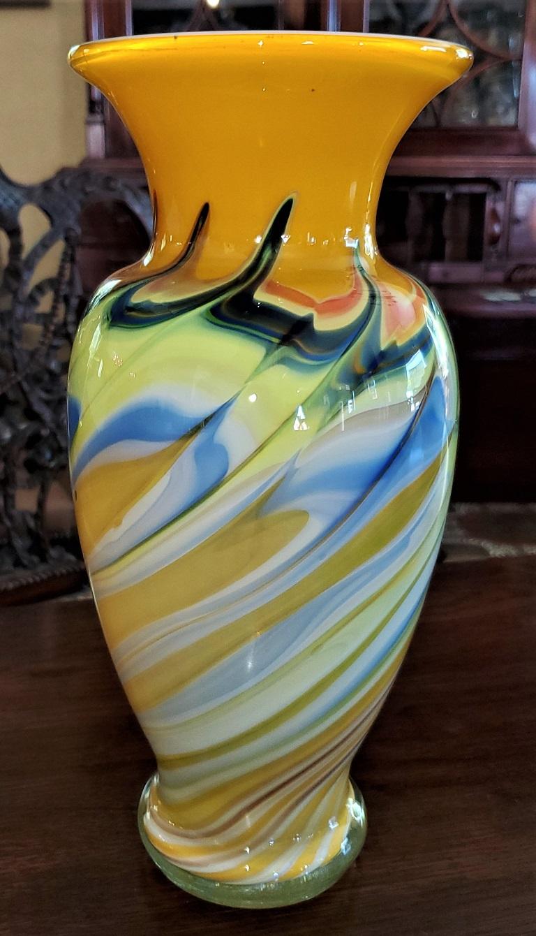 murano glass vase yellow