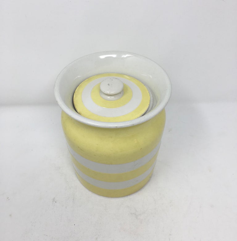 Yellow T. G. Green Cornishware Cannister with Lid at 1stDibs