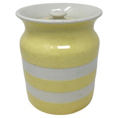 Vintage Yellow T. G. Green Cornishware Cannister with Lid