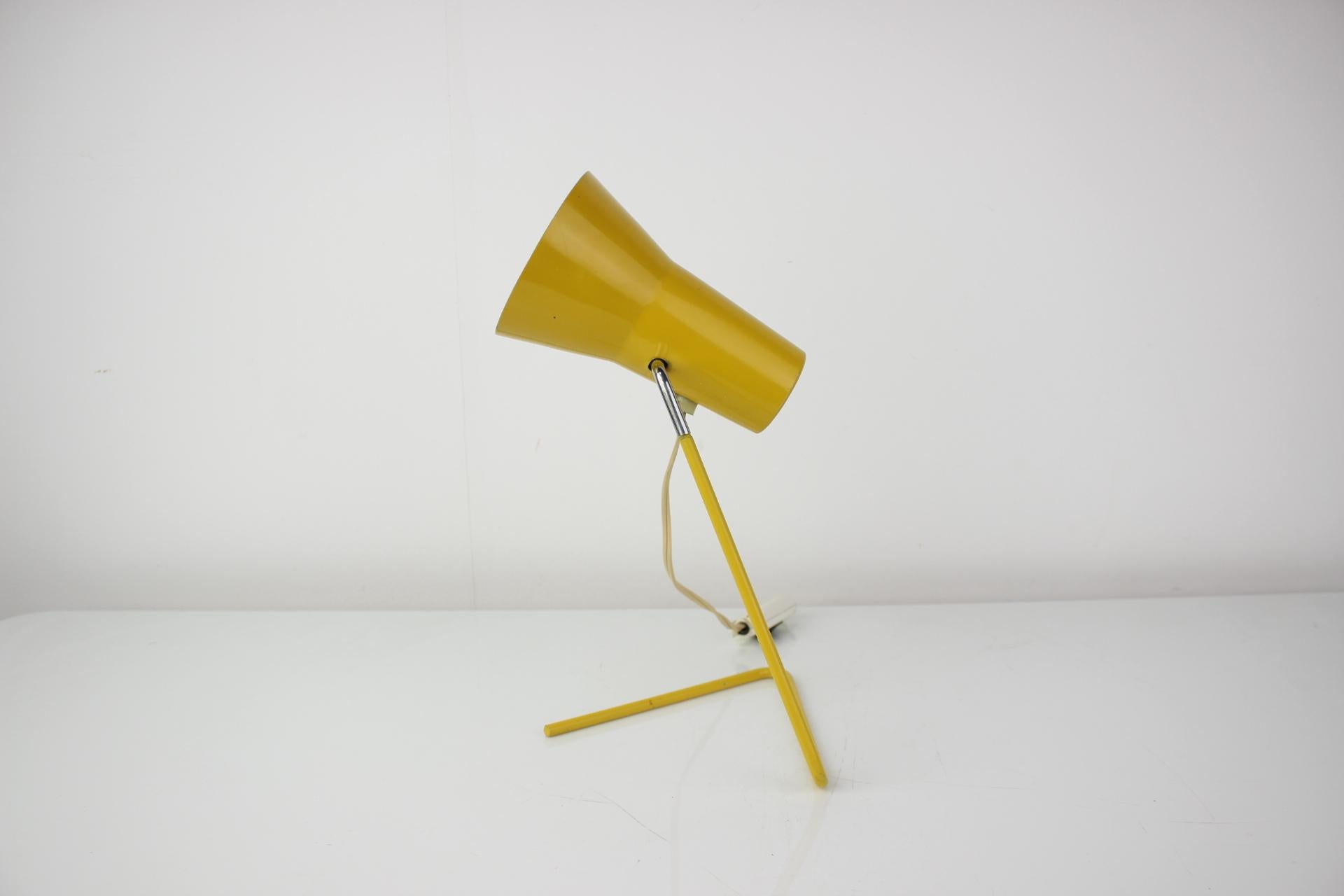 Mid-Century Modern Yellow Table Lamp with Adjustable Shade by Hurka for Drupol, 1960s For Sale