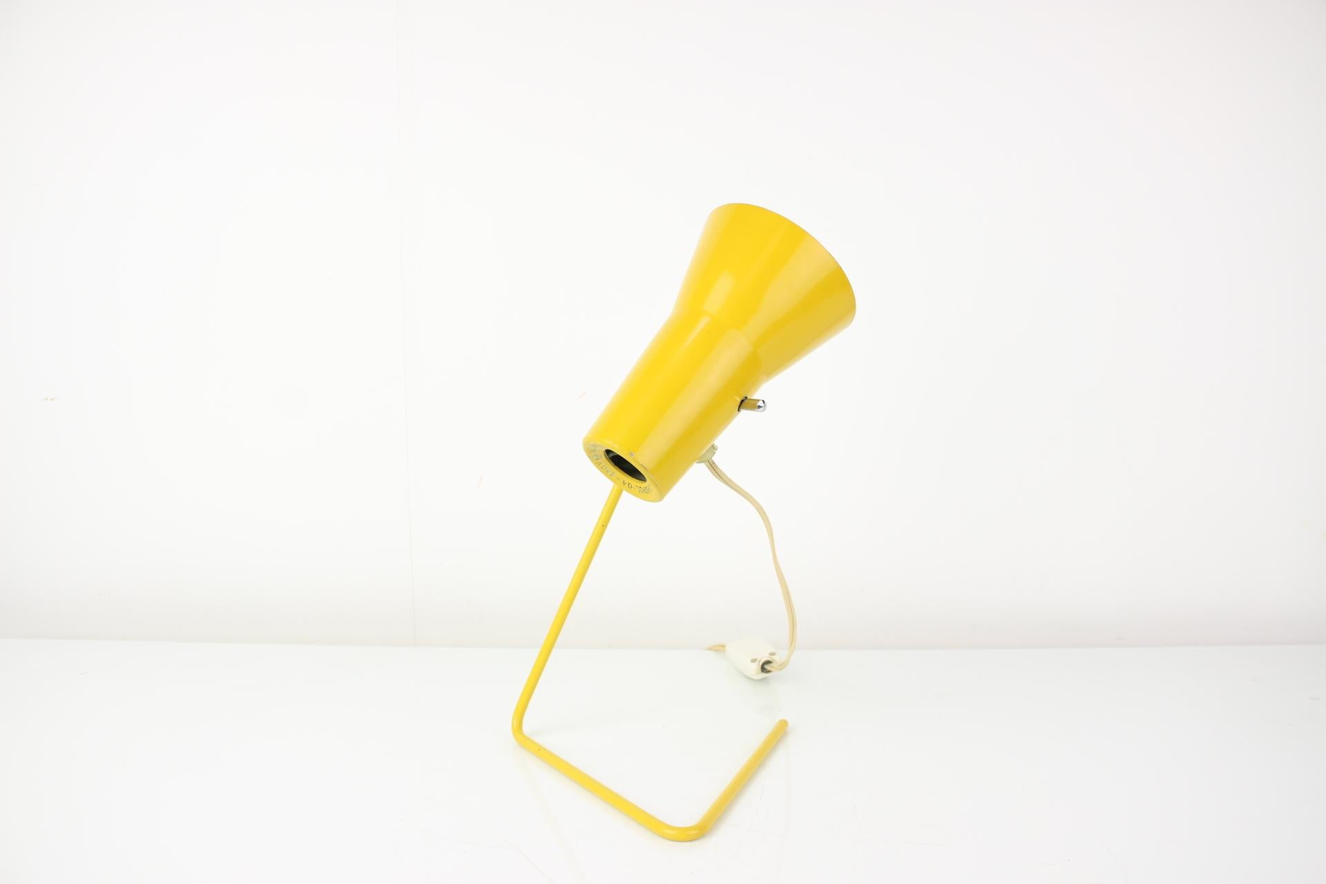 Czech Yellow Table Lamp with Adjustable Shade by Hurka for Drupol, 1960s For Sale