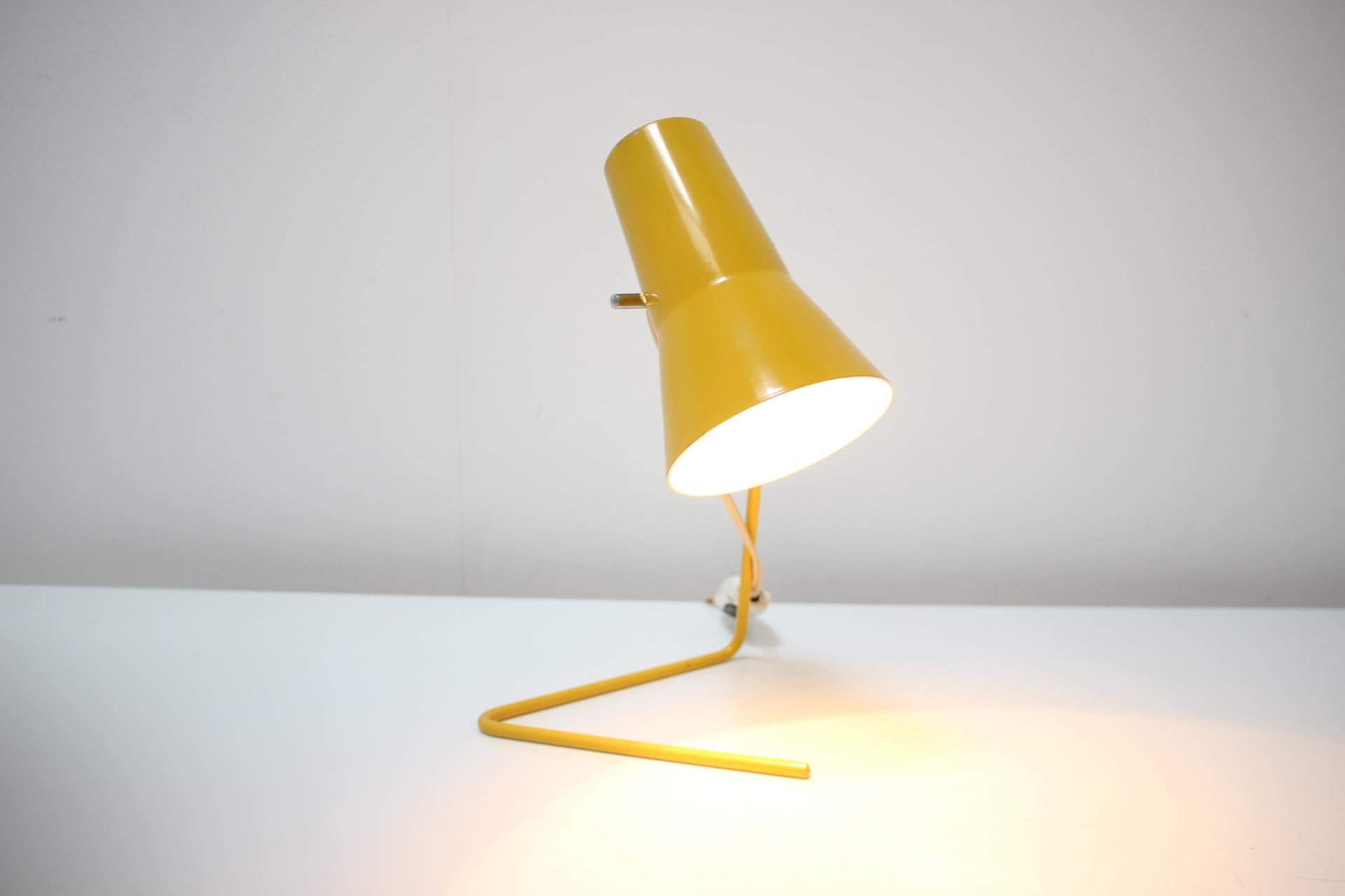 Lacquered Yellow Table Lamp with Adjustable Shade by Hurka for Drupol, 1960s For Sale