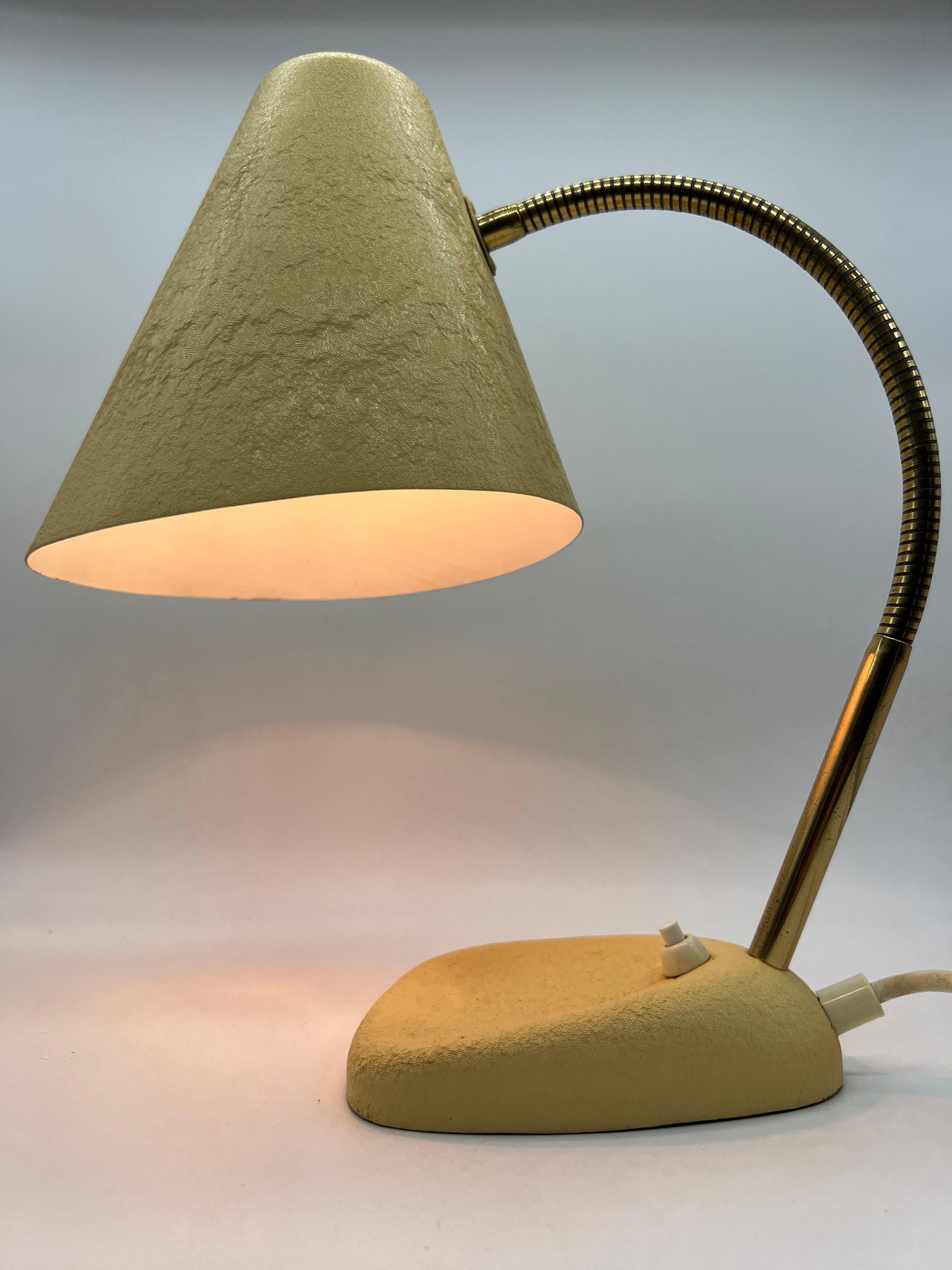Yellow Table Lamp with Shrink Varnish and Movable Shade, Mid-20th Century For Sale 5