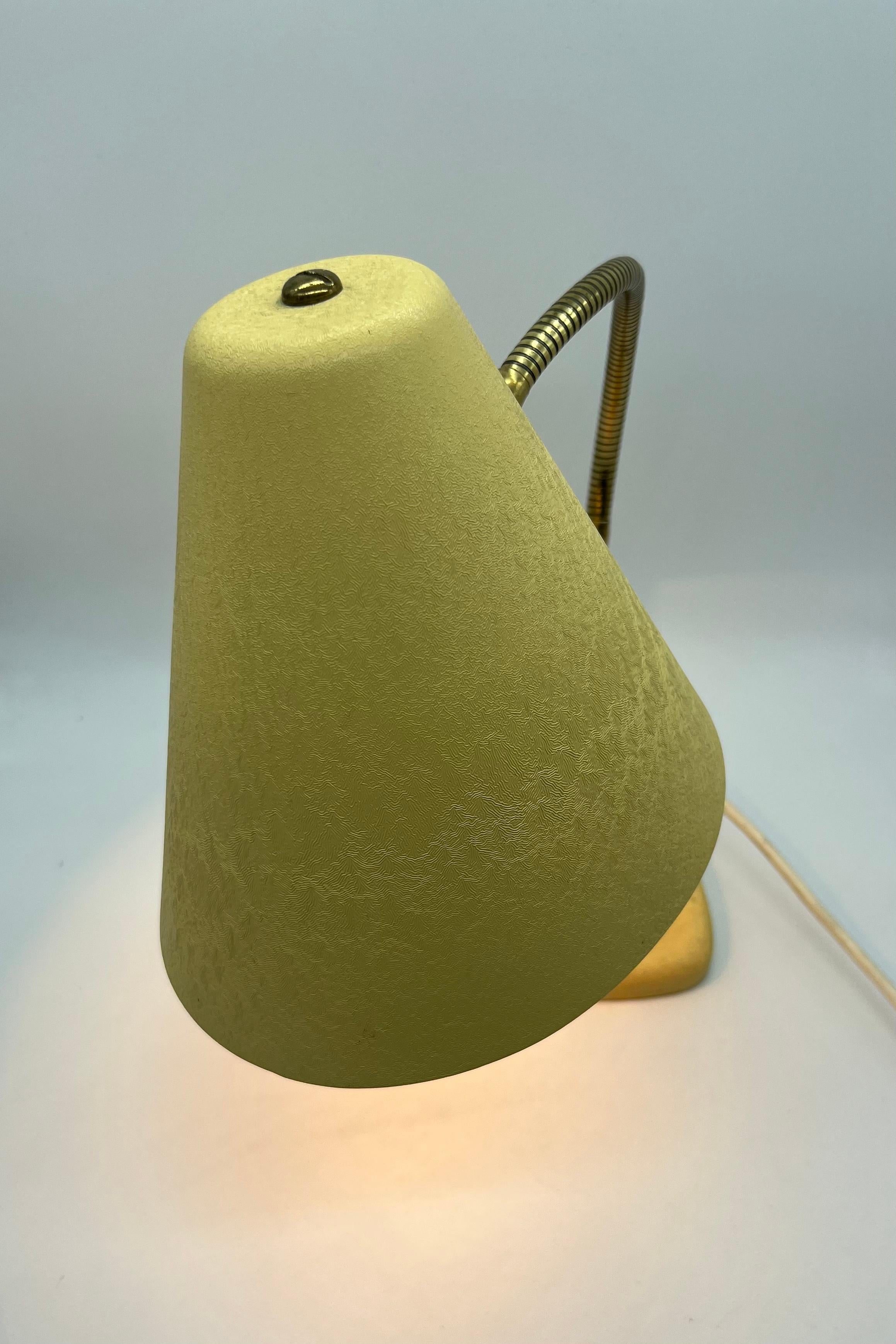 Yellow Table Lamp with Shrink Varnish and Movable Shade, Mid-20th Century For Sale 6