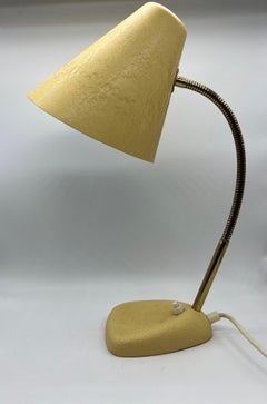 Yellow Table Lamp with Shrink Varnish and Movable Shade, Mid-20th Century