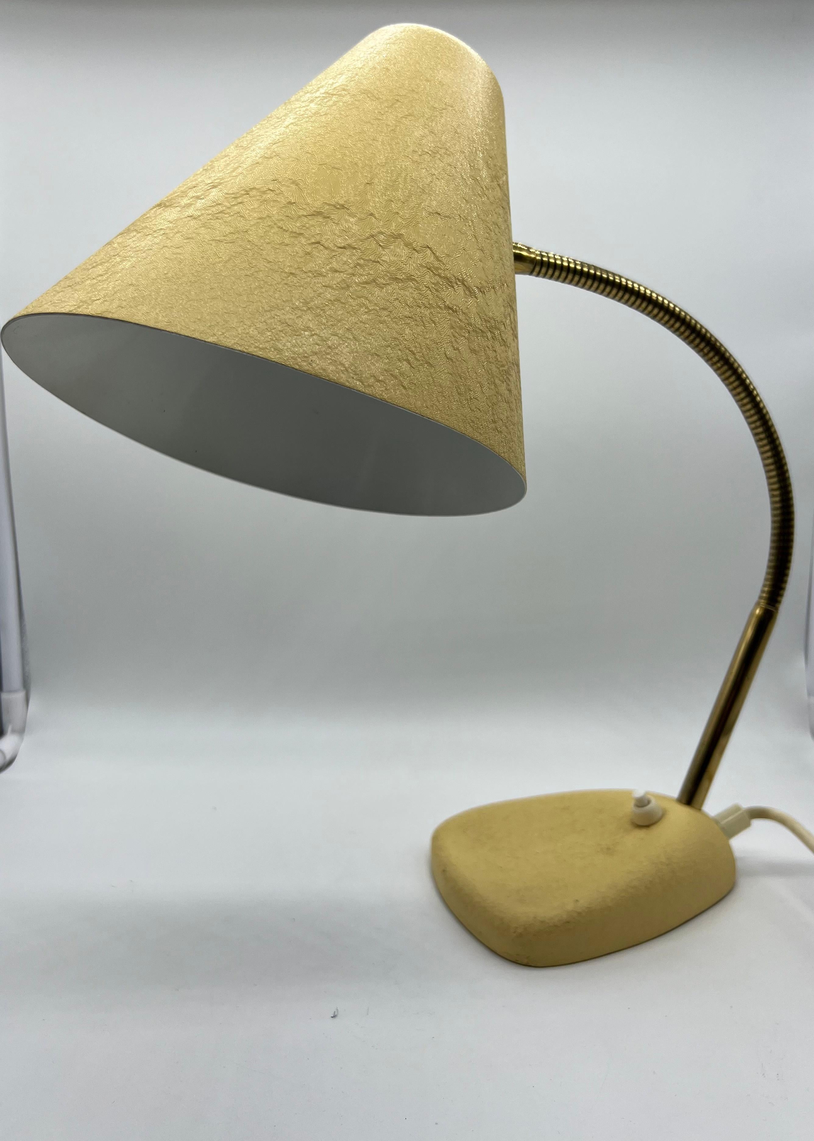 Other Yellow Table Lamp with Shrink Varnish and Movable Shade, Mid-20th Century For Sale