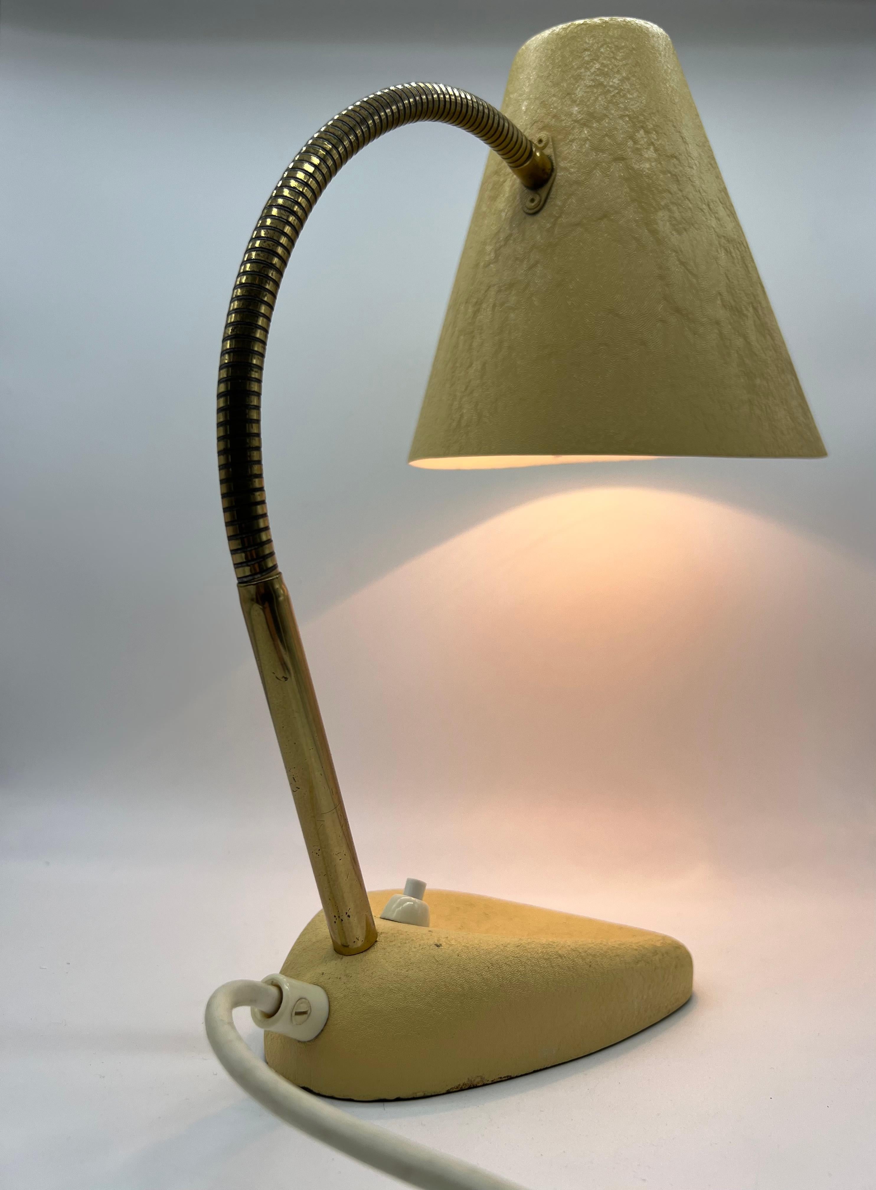 Yellow Table Lamp with Shrink Varnish and Movable Shade, Mid-20th Century For Sale 1