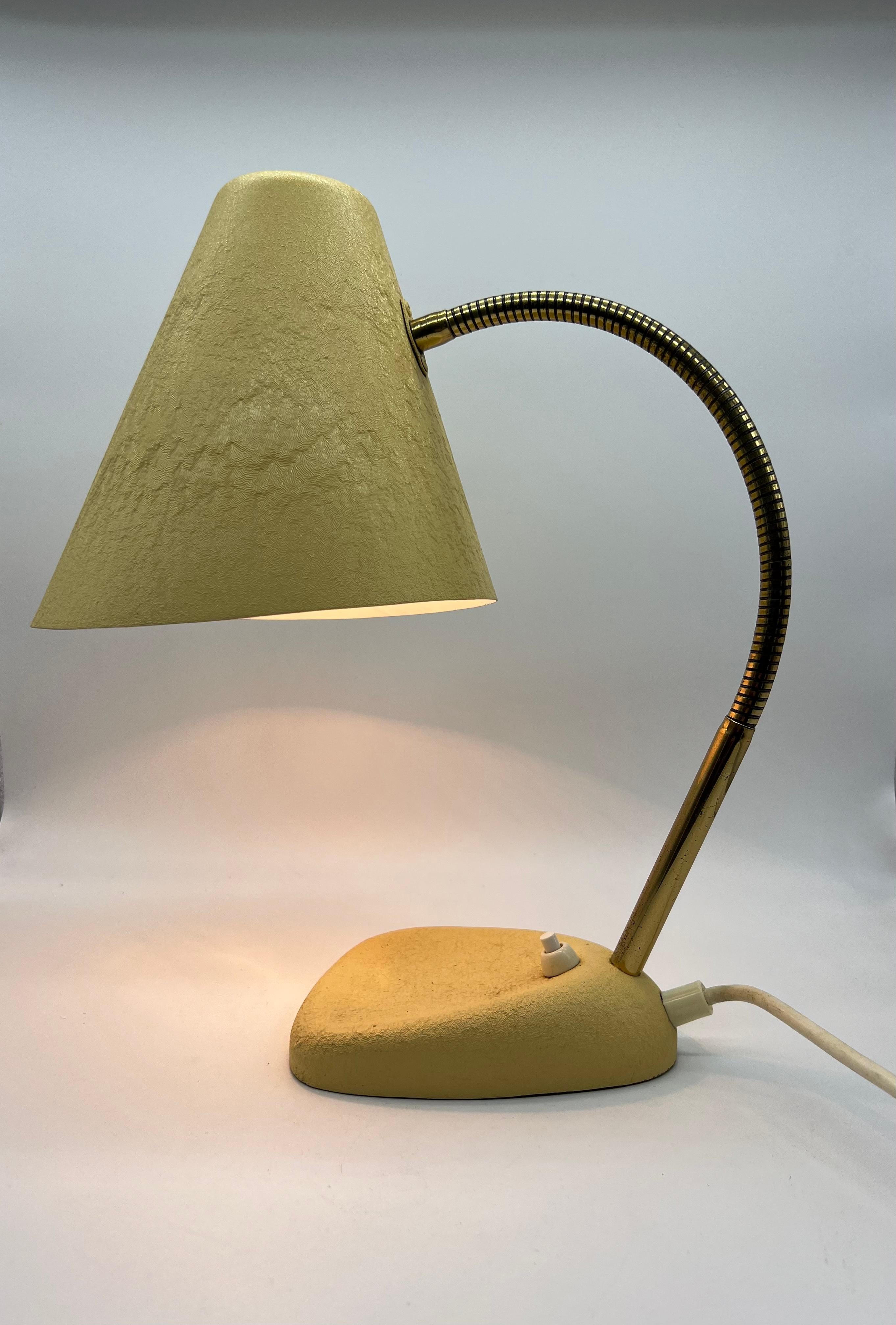 Yellow Table Lamp with Shrink Varnish and Movable Shade, Mid-20th Century For Sale 2