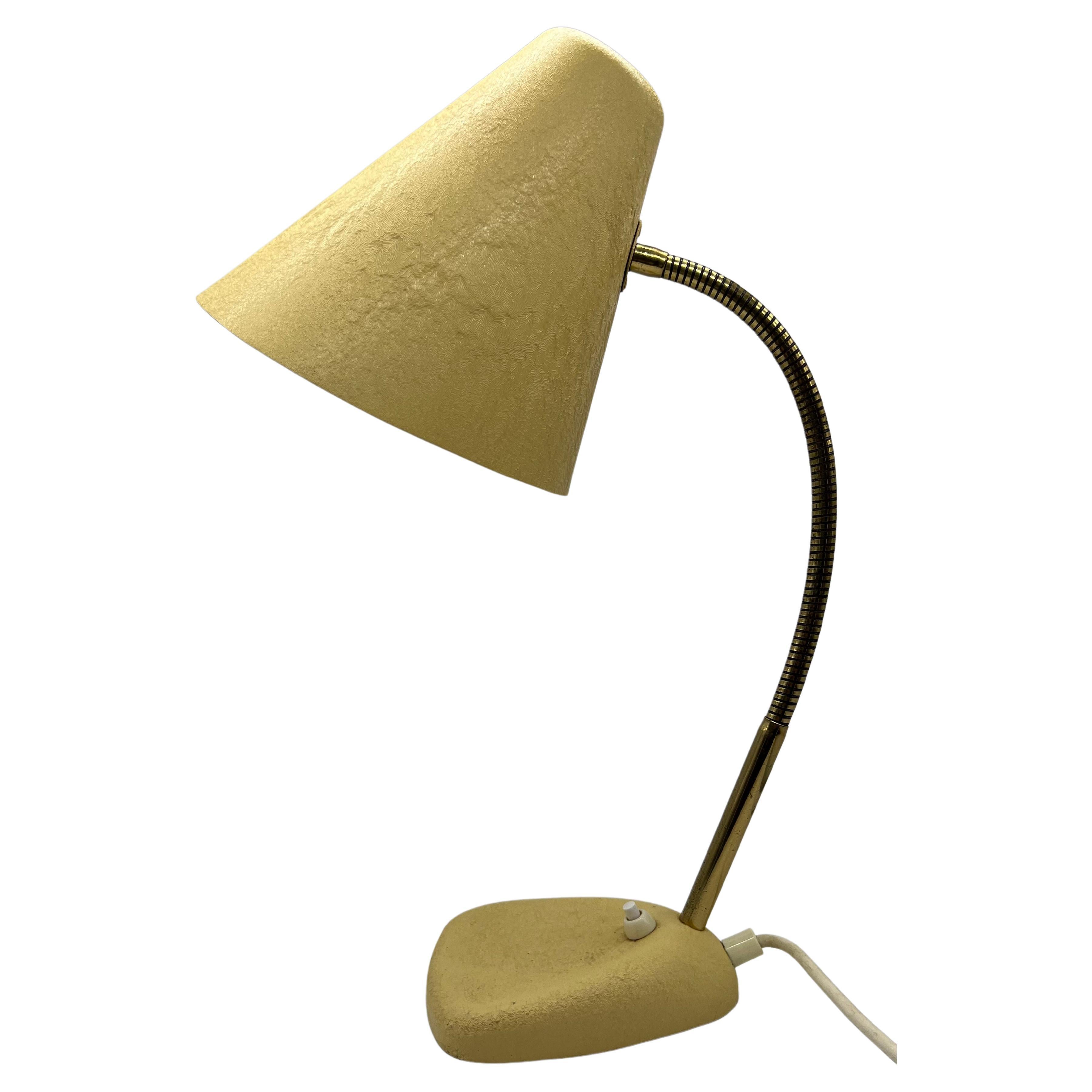 Yellow Table Lamp with Shrink Varnish and Movable Shade, Mid-20th Century For Sale