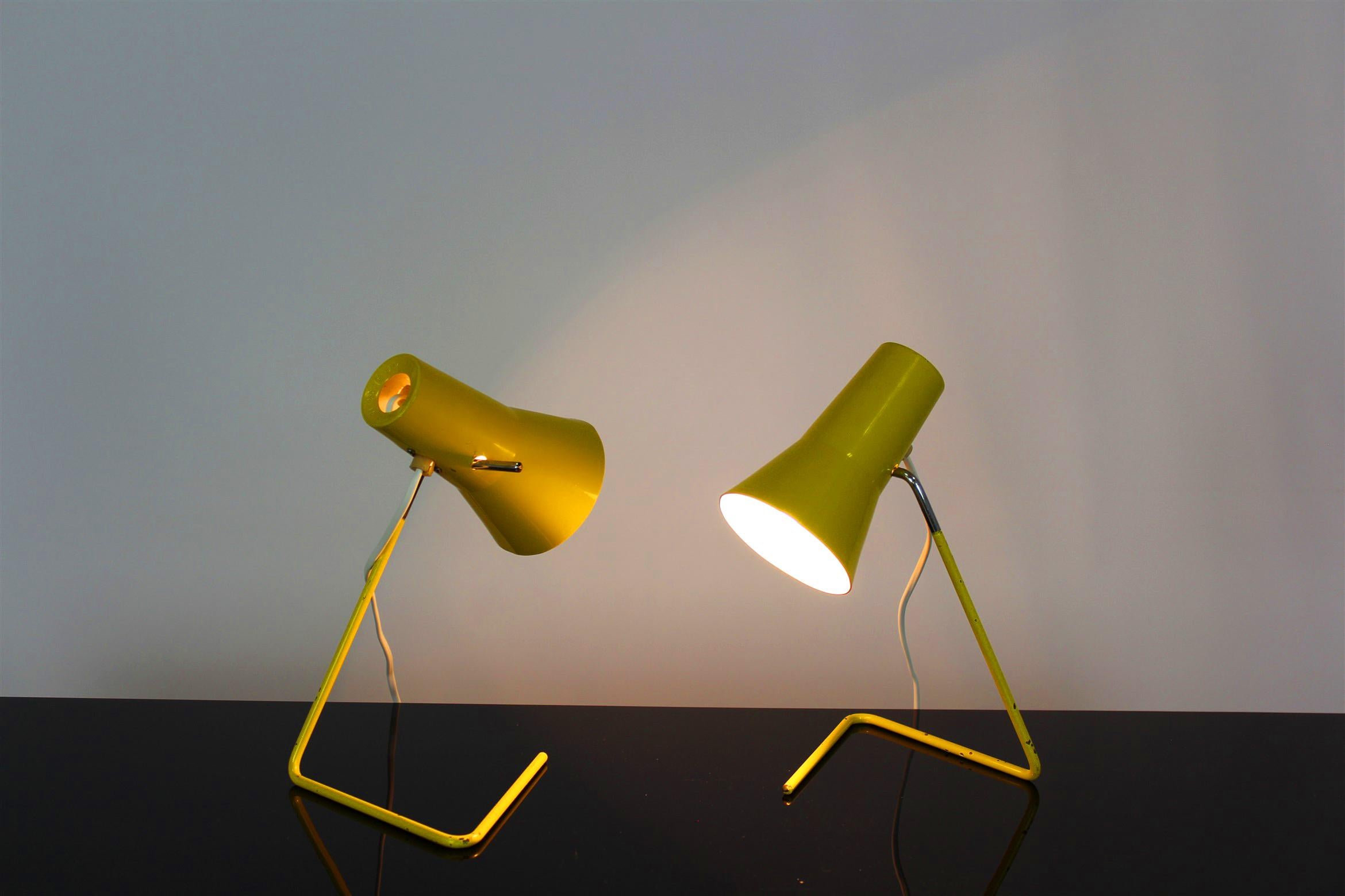 Yellow Table Lamps by Josef Hurka for Drupol, 1960s, Set of 2 For Sale 8