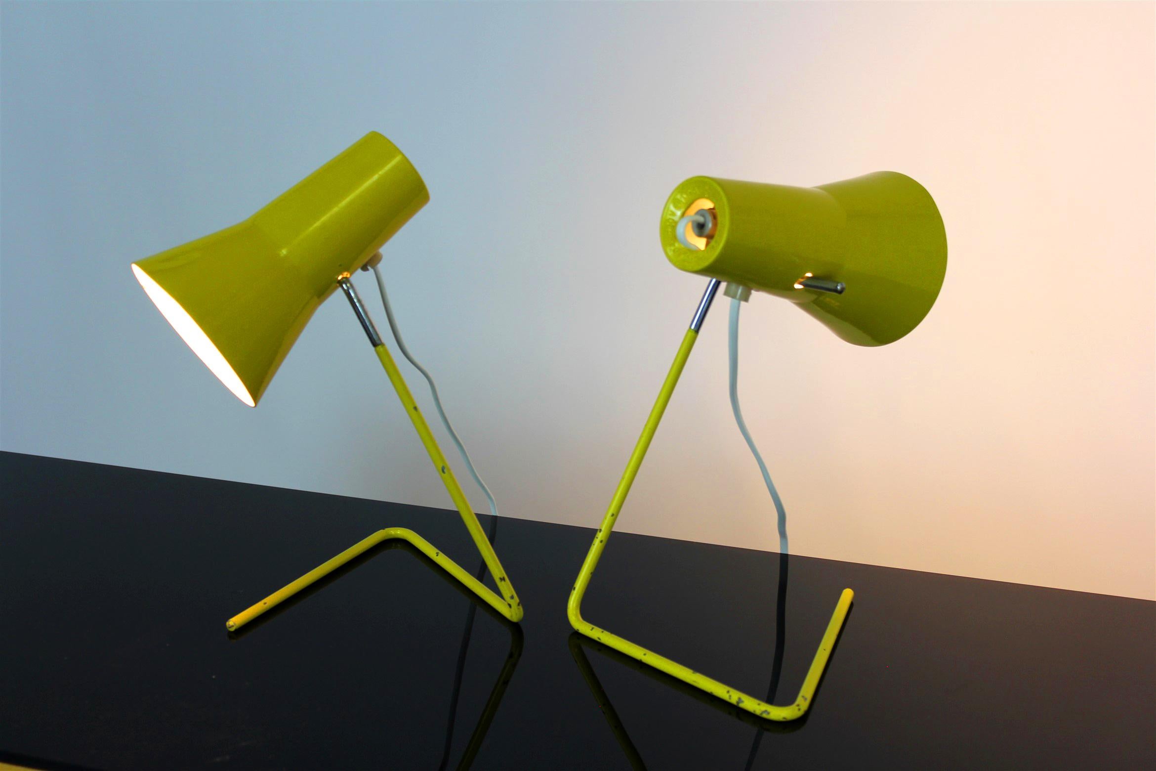 Yellow Table Lamps by Josef Hurka for Drupol, 1960s, Set of 2 For Sale 12