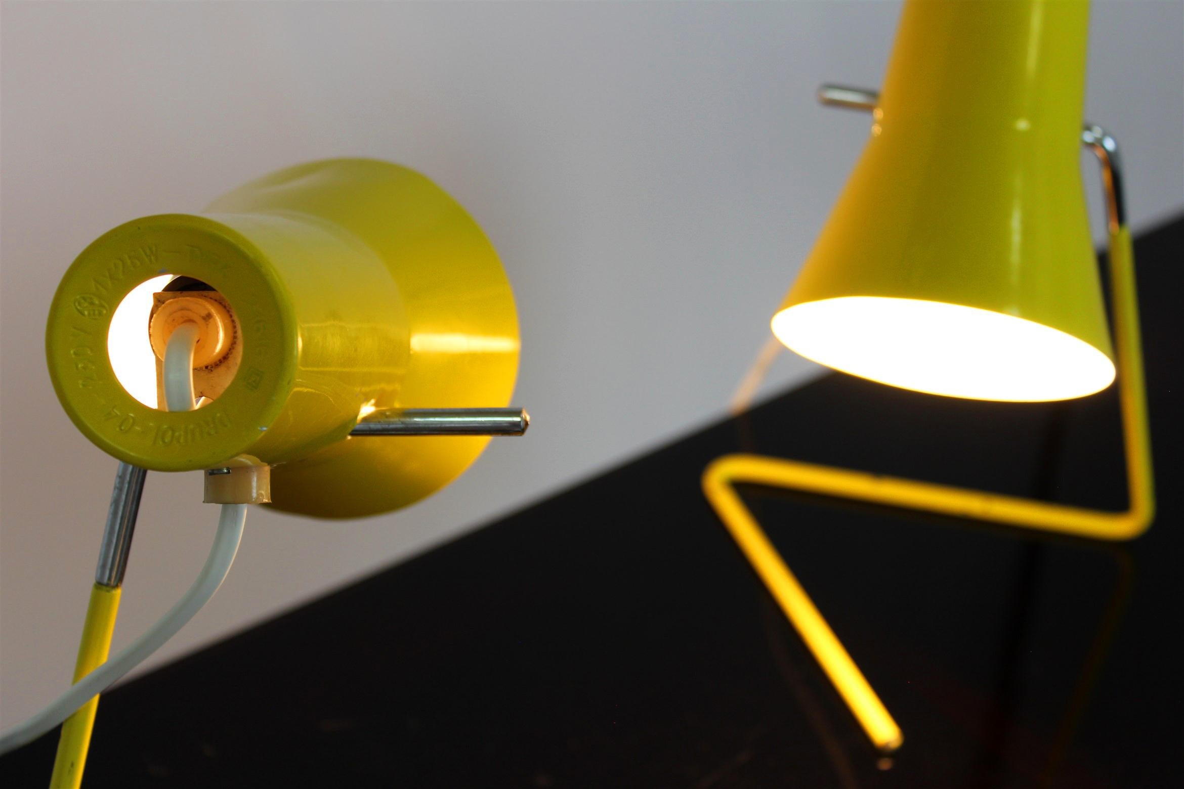 Yellow Table Lamps by Josef Hurka for Drupol, 1960s, Set of 2 For Sale 13