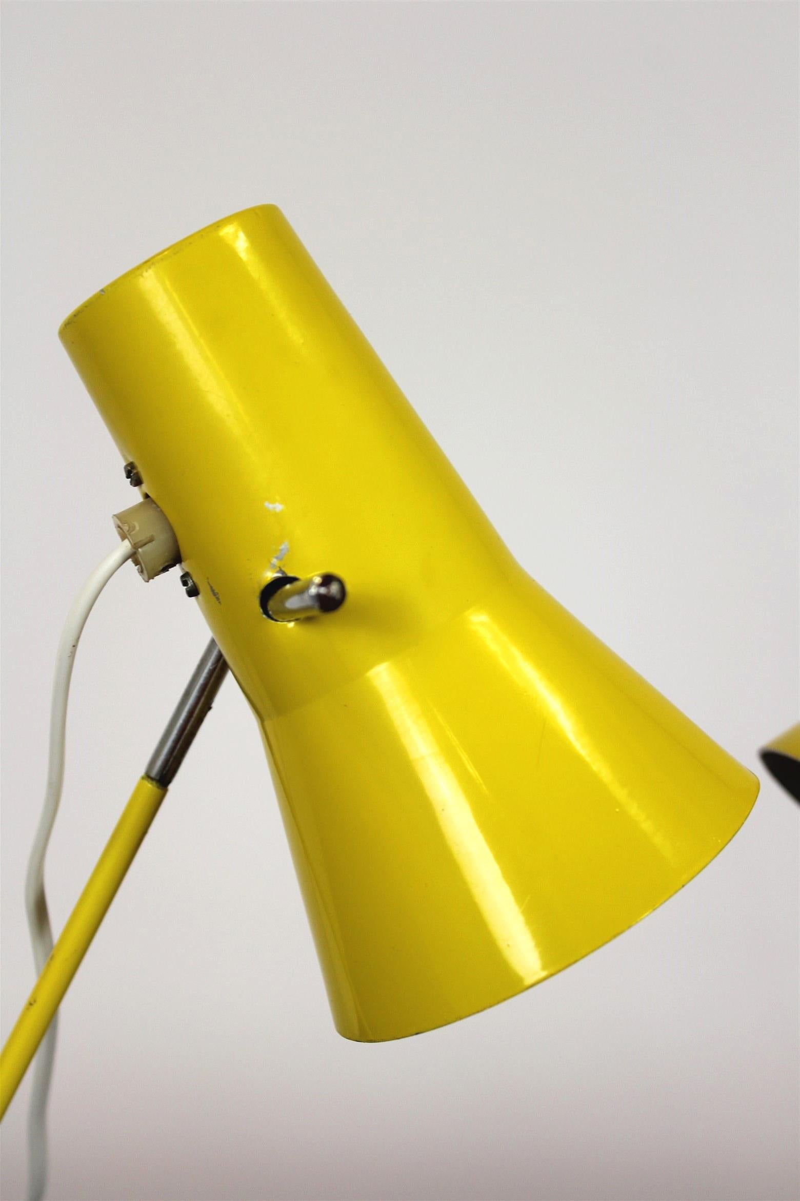 Yellow Table Lamps by Josef Hurka for Drupol, 1960s, Set of 2 In Good Condition For Sale In Żory, PL
