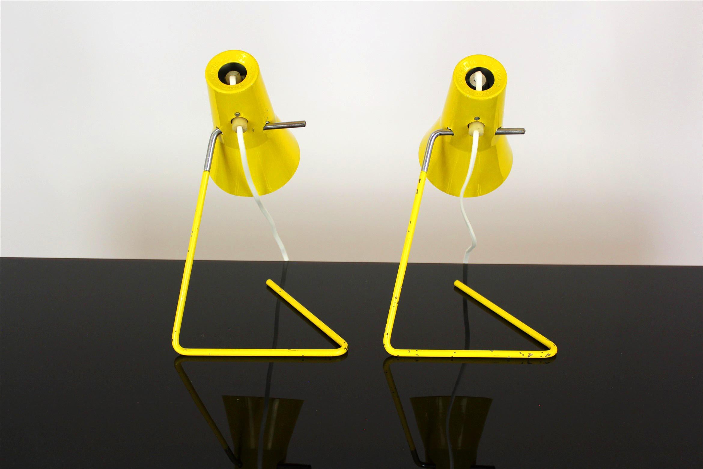 Yellow Table Lamps by Josef Hurka for Drupol, 1960s, Set of 2 For Sale 3