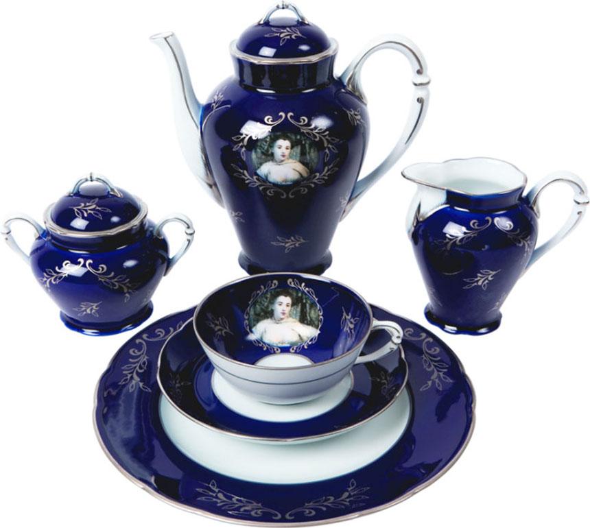 Cindy Sherman has created this Limoges porcelain 21-piece tea service in a limited edition after the original design commissioned by the Madame De Pompadour (ne´e Poisson) in 1756 at the Manufacture Royale de Sevres.

The self-portrait image of