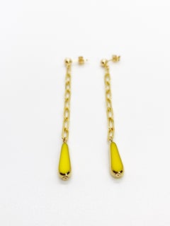 Yellow Teardrop Vintage German Glass Beads on Gold filled Chain