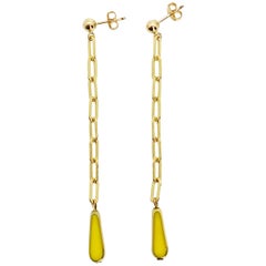 Yellow Teardrop Vintage German Glass Beads on Gold filled Chain