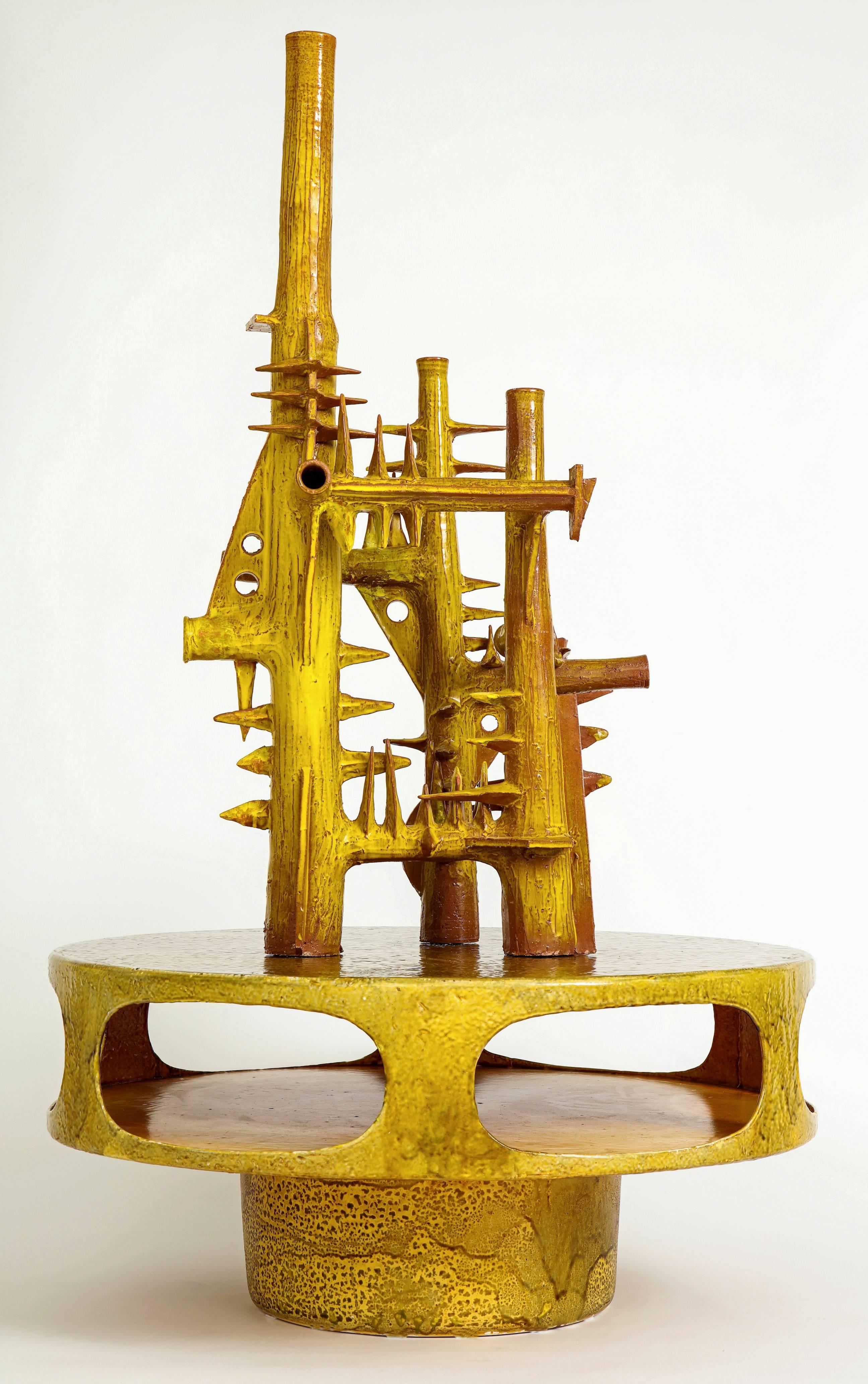 Yellow Ceramic Sculpture by French Architect 4