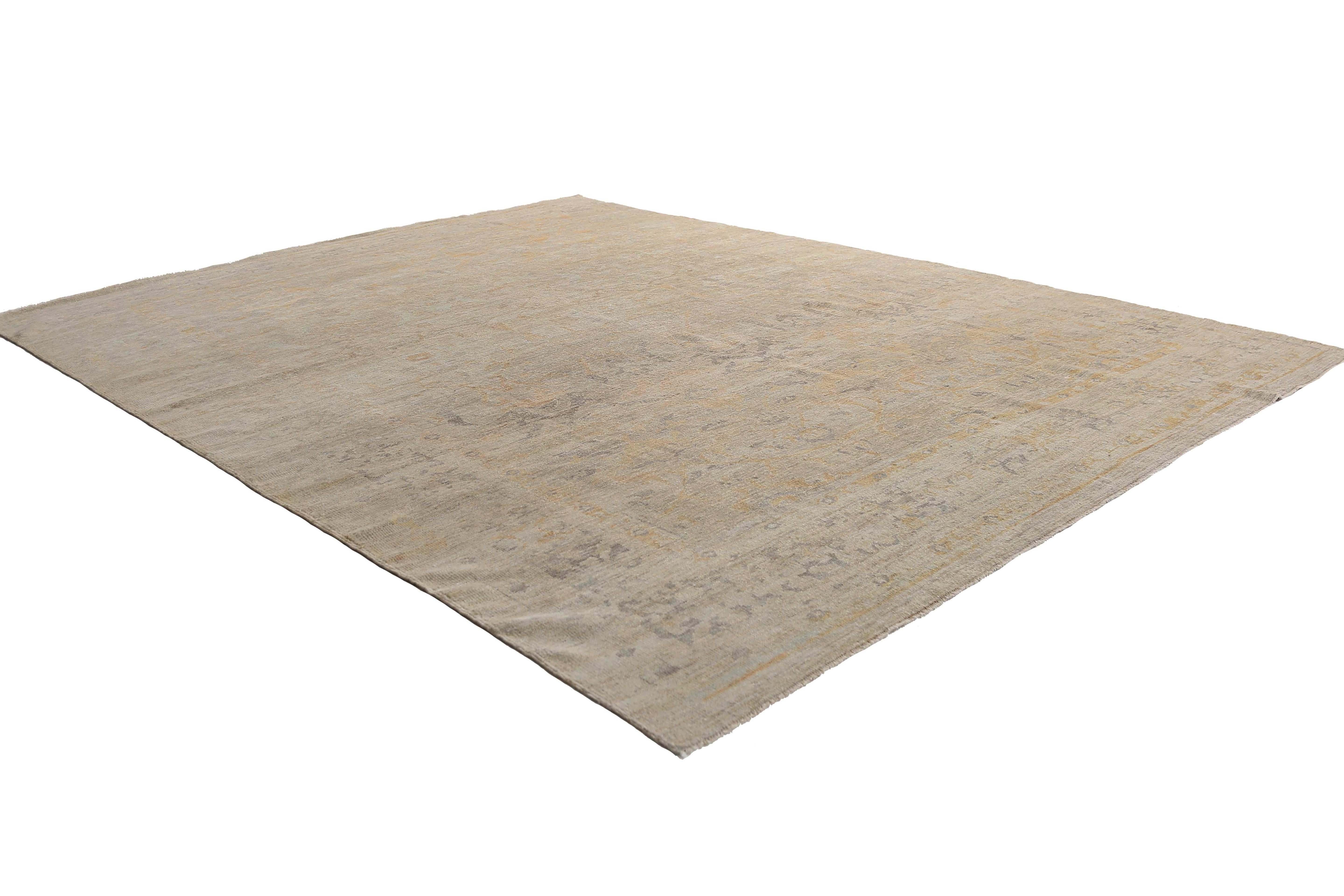Tribal Tapis d'Afghanistan Sultanabad datant d'environ 1990, motif en laine jaune taupe et jaune - 95581 en vente