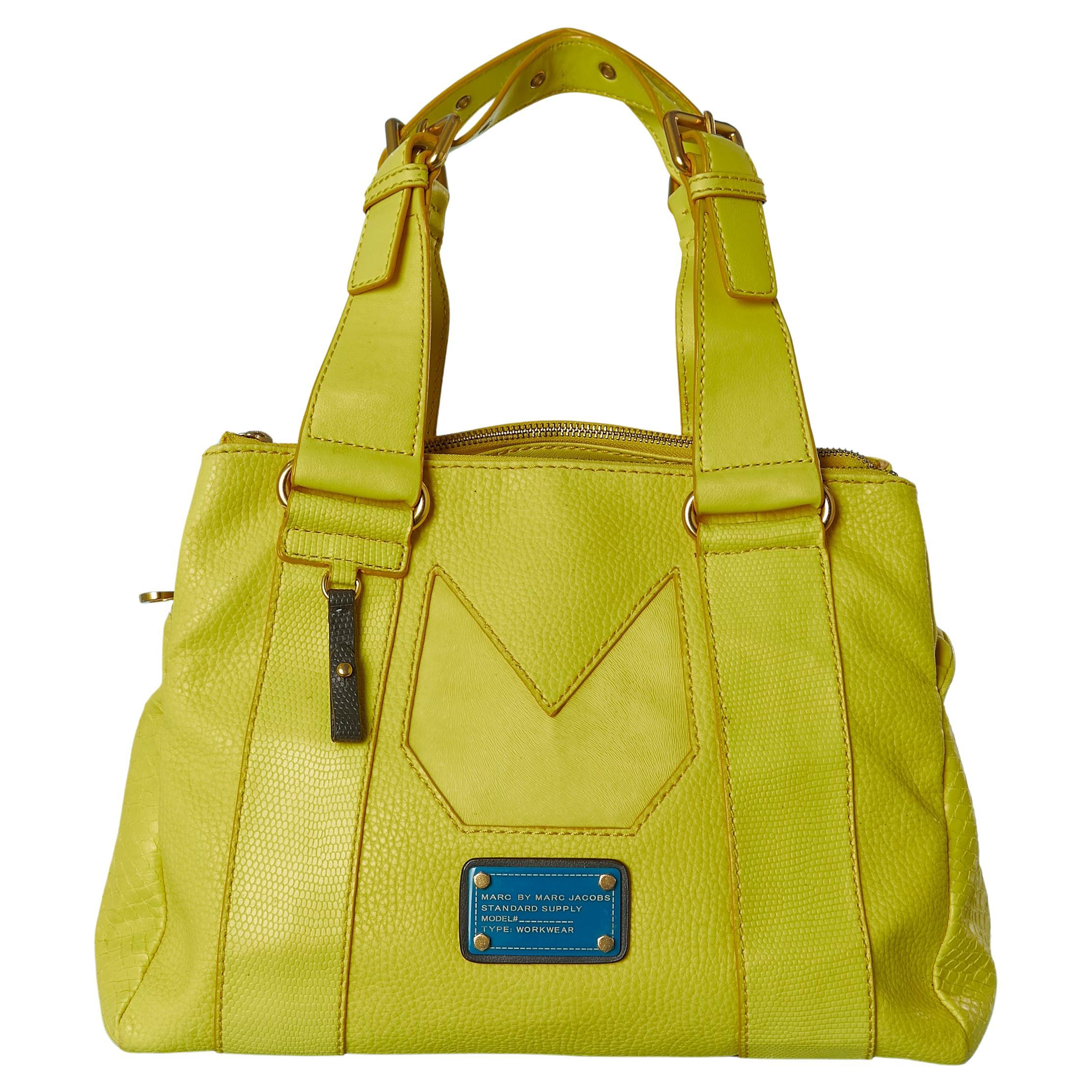 Yellow top handle bag in faux leather MARC BY MARC JACOB