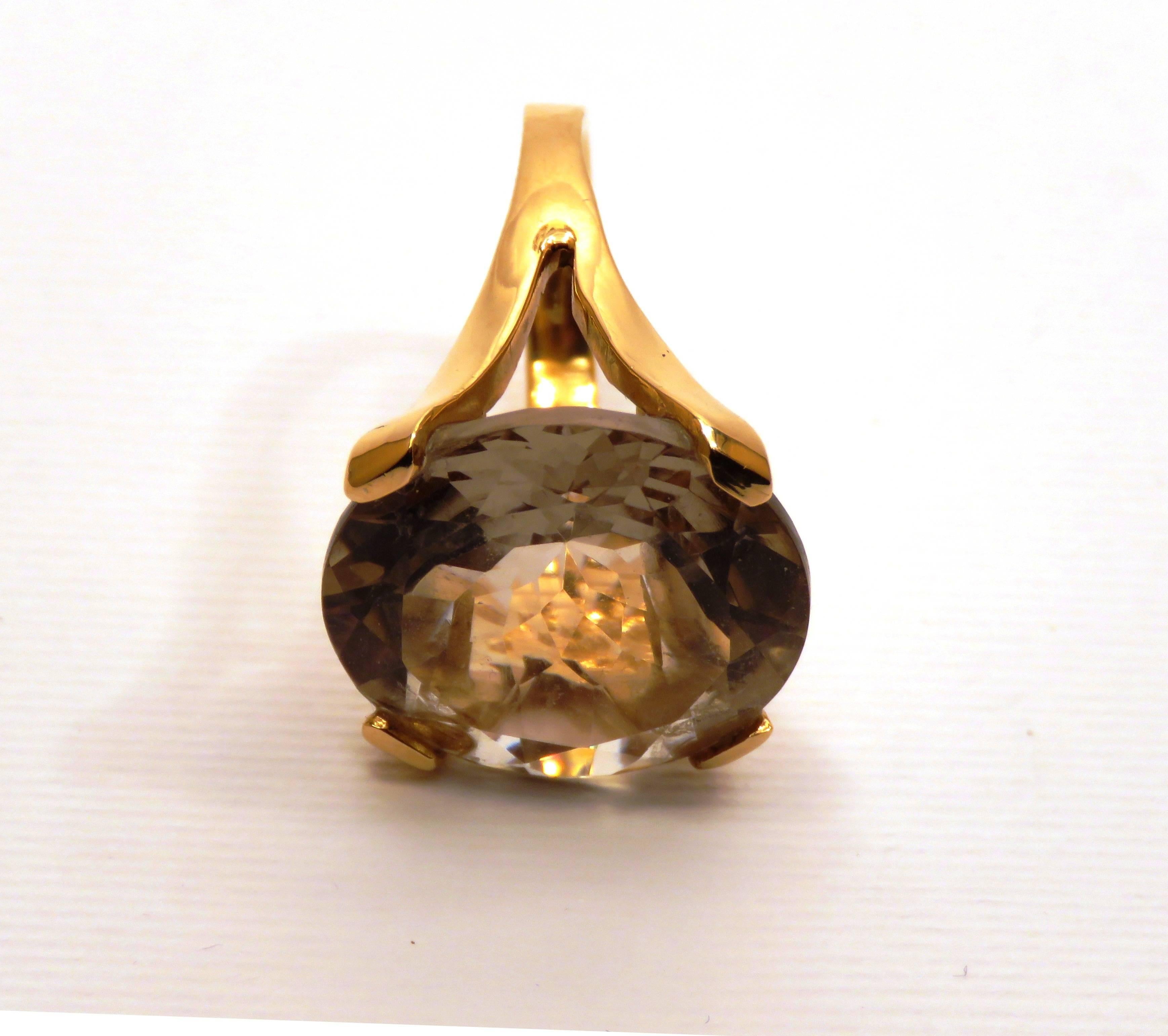 Round Cut Yellow Topaz Grey Topaz Rock Crystal 18 Karat Rose Gold Cocktail Ring Modern