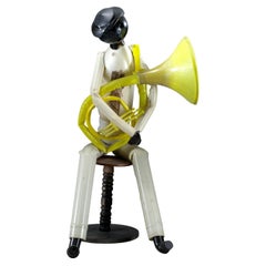 Yellow Tuba Player Sculpture Plastic Assemblage OOAK by Jerry Ross Barrish