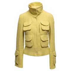 Yellow Tuleh Stand Collar Cargo Jacket Size US 4