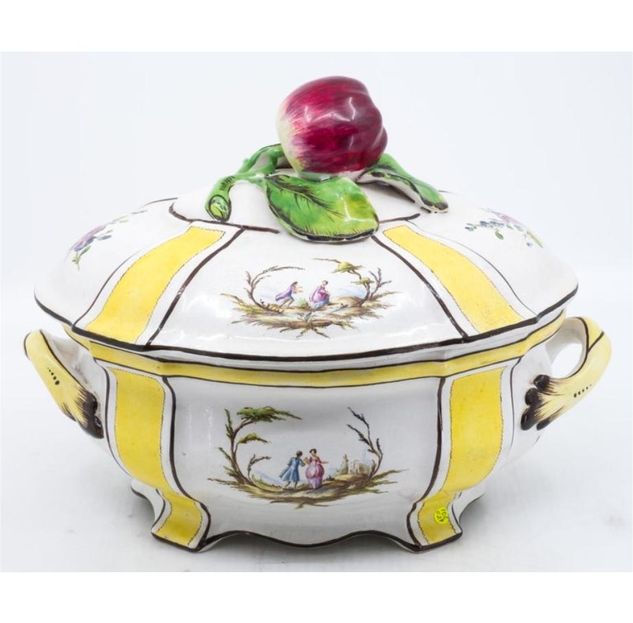 Yellow Tureen with Lid and Apple Finial, French, 19th Century For Sale 6