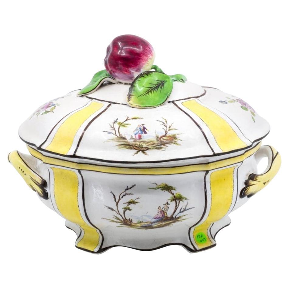 Yellow Tureen with Lid and Apple Finial, French, 19th Century