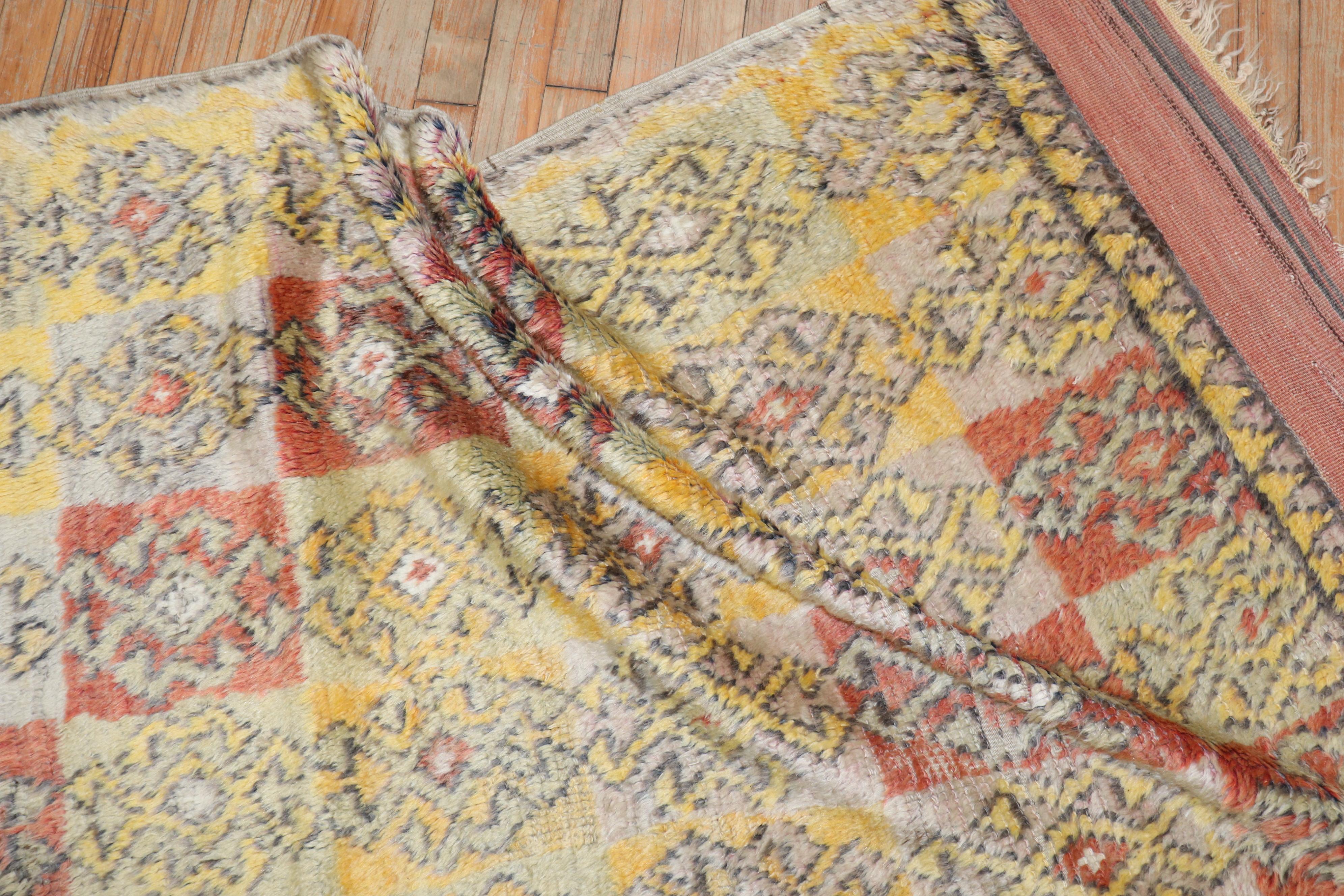 Yellow Turkish Tulu Shag Rug In Good Condition For Sale In New York, NY