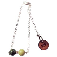 Yellow Turquoise with Swarovski Pearl Adjustable Bracelet, Sterling Silver