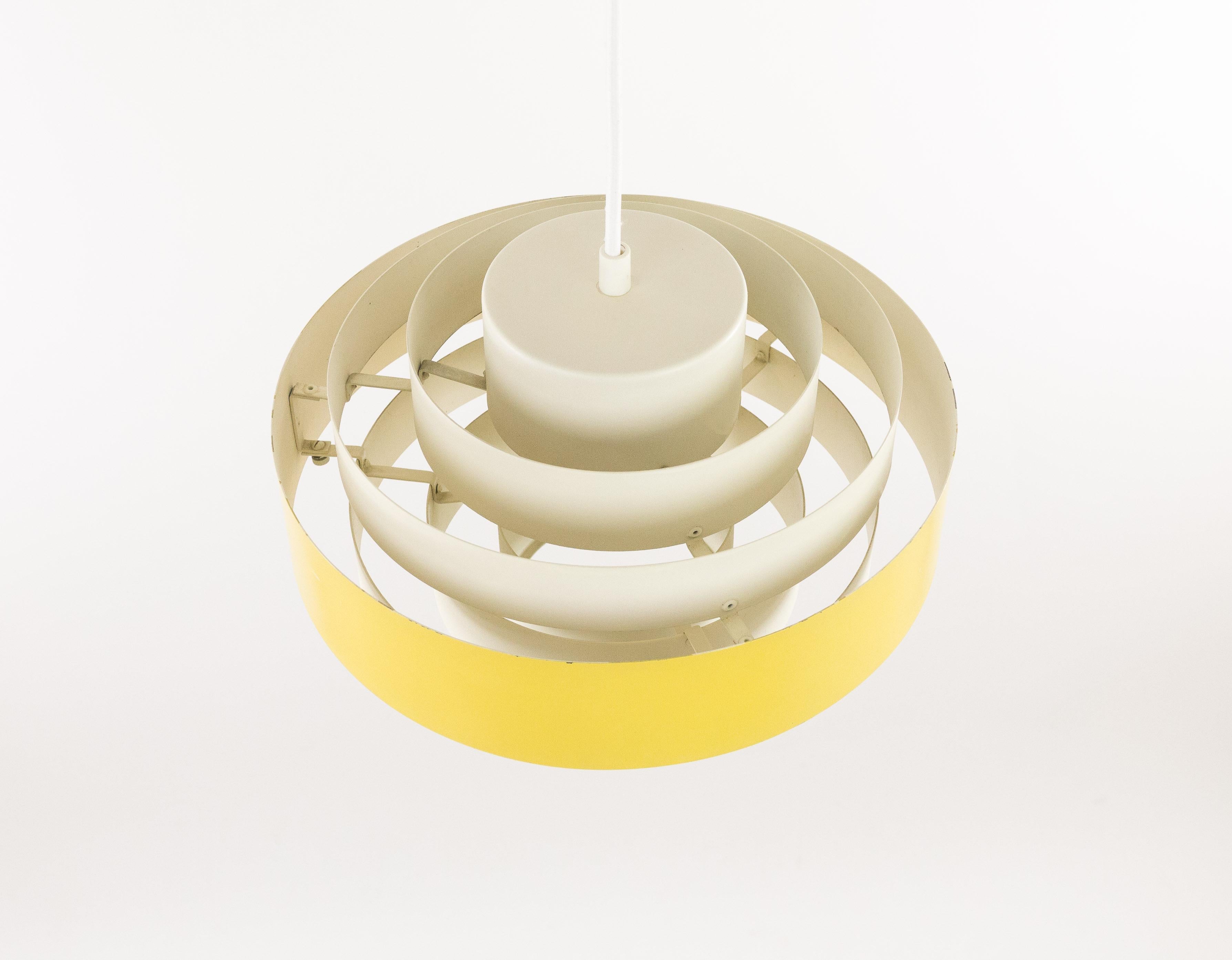 Lacquered Yellow Ultra Pendant by Jo Hammerborg for Fog & Mørup, 1960s