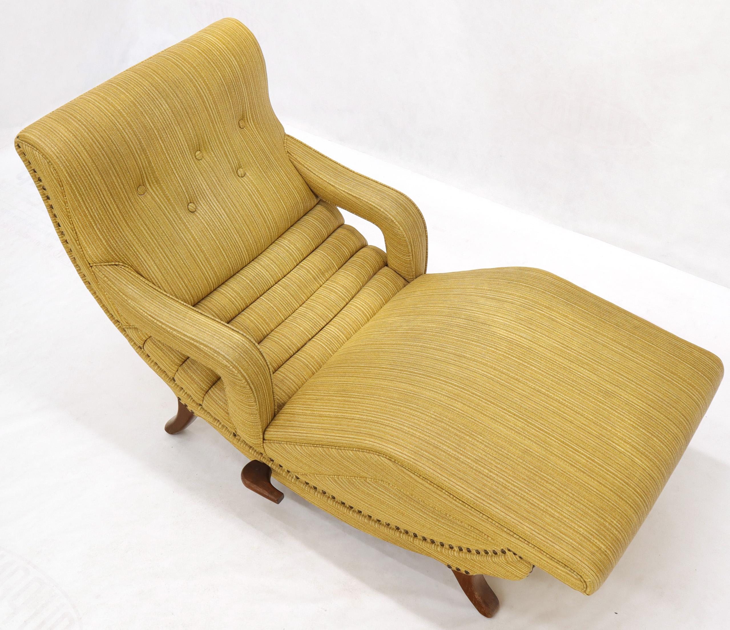 Yellow Upholstery Super Clean Original Condition Adjustable Lounge Chair In Good Condition In Rockaway, NJ