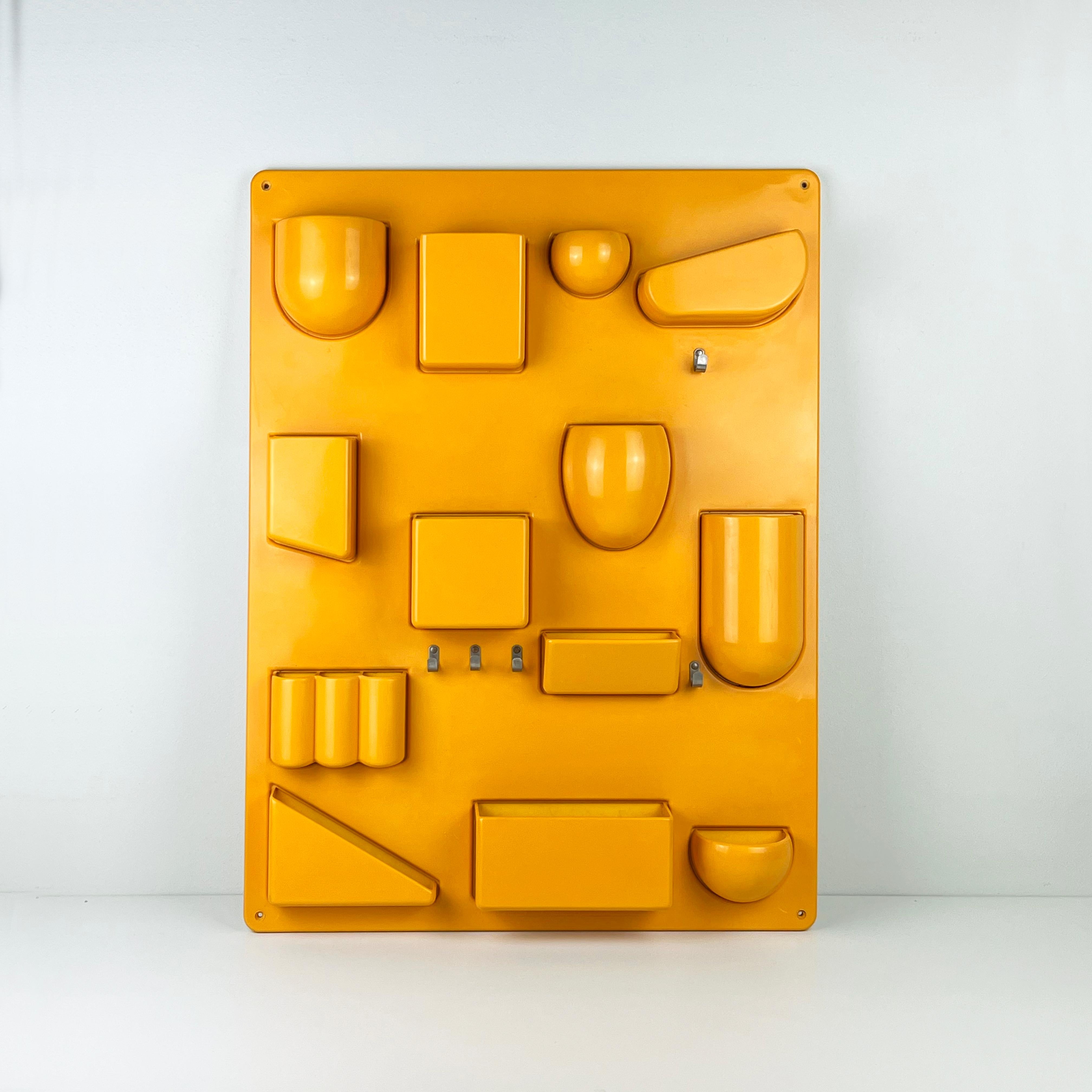 Mid-Century Modern Yellow “Utensilo” Plastic Wall Storage Unit designed by Dorothee Maurer Becker 
