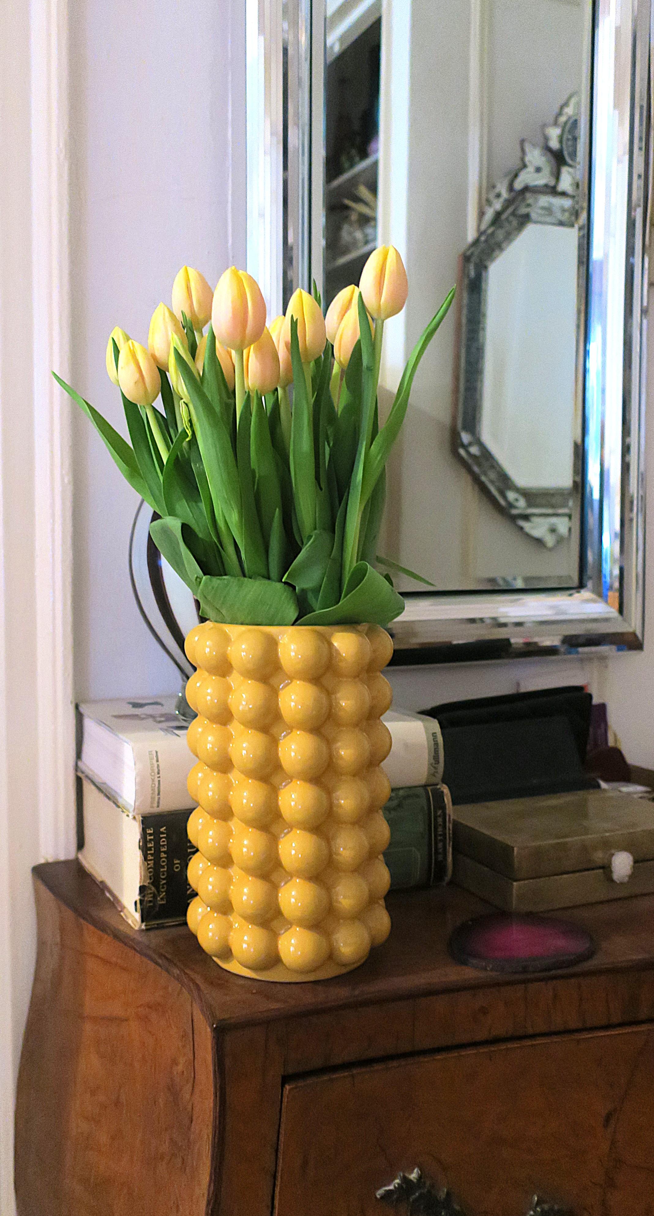 Céramique Vase jaune Sphère de boules design moderne déco en vente