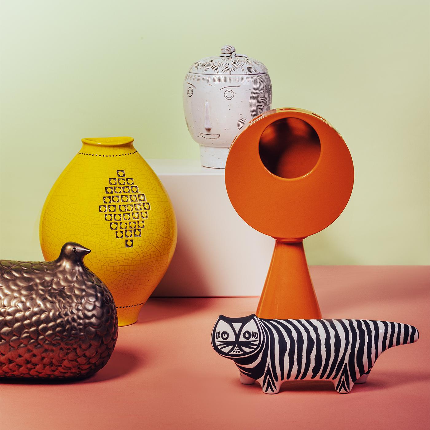 Italian Yellow Vase by Aldo Londi For Sale