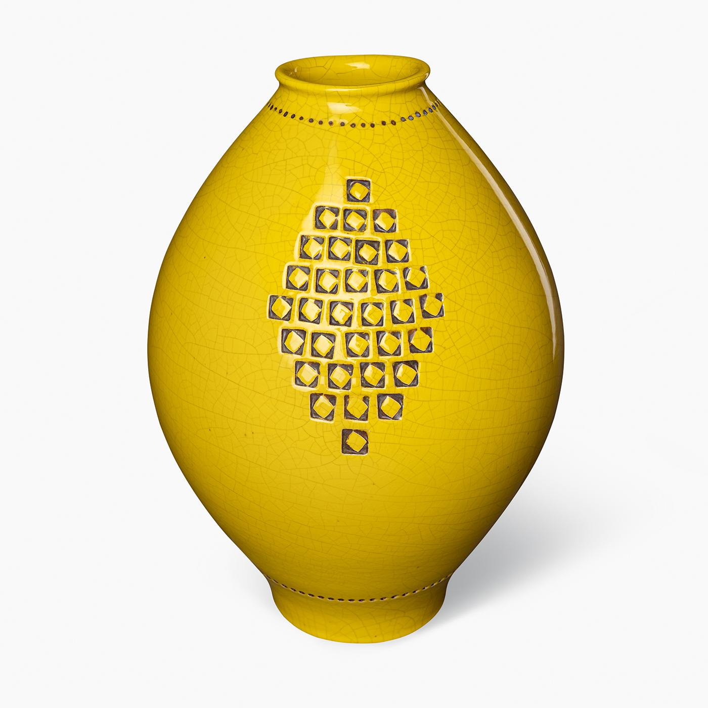 Yellow Vase by Aldo Londi In New Condition For Sale In Milan, IT