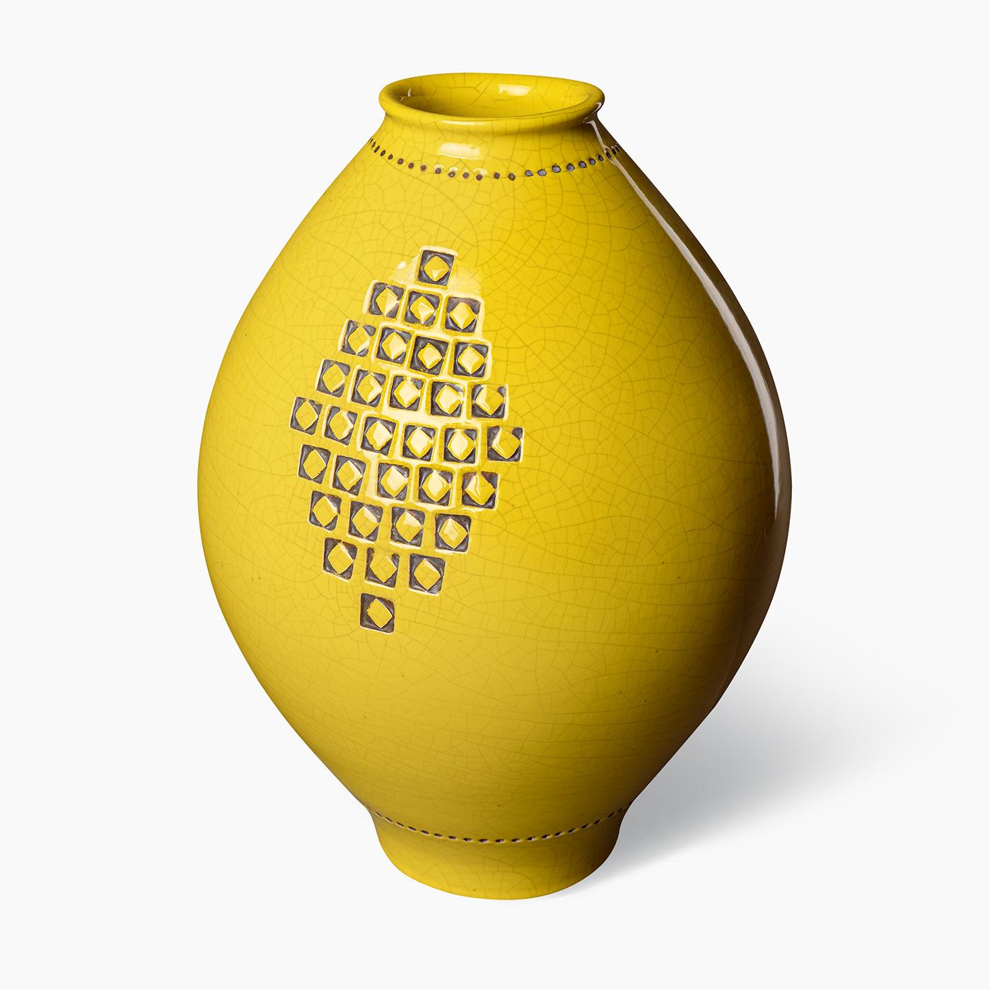 Contemporary Yellow Vase by Aldo Londi For Sale