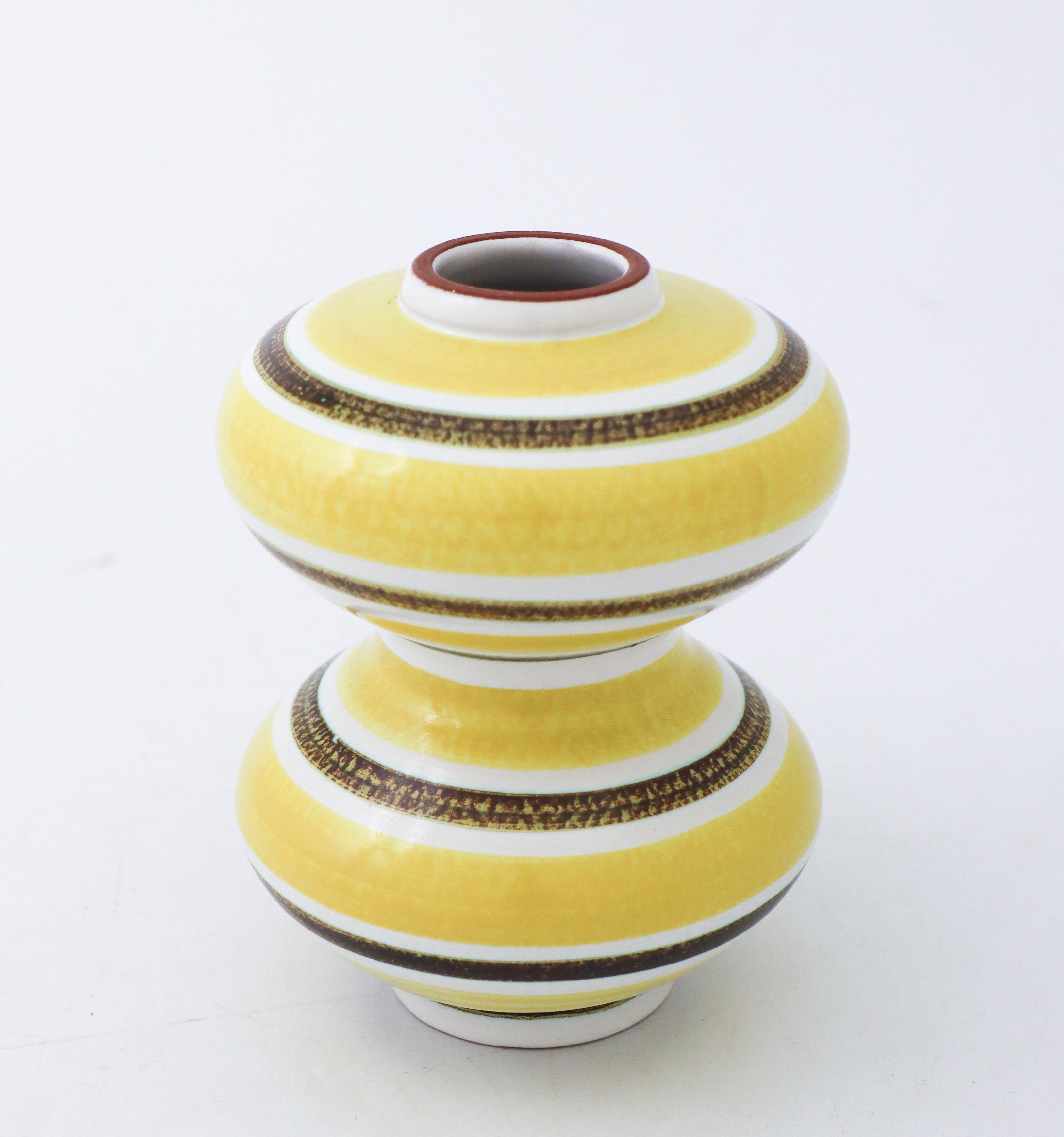 Scandinavian Modern Yellow Vase Faience, Stig Lindberg, Gustavsbergs Studio - Mid-20th Century For Sale