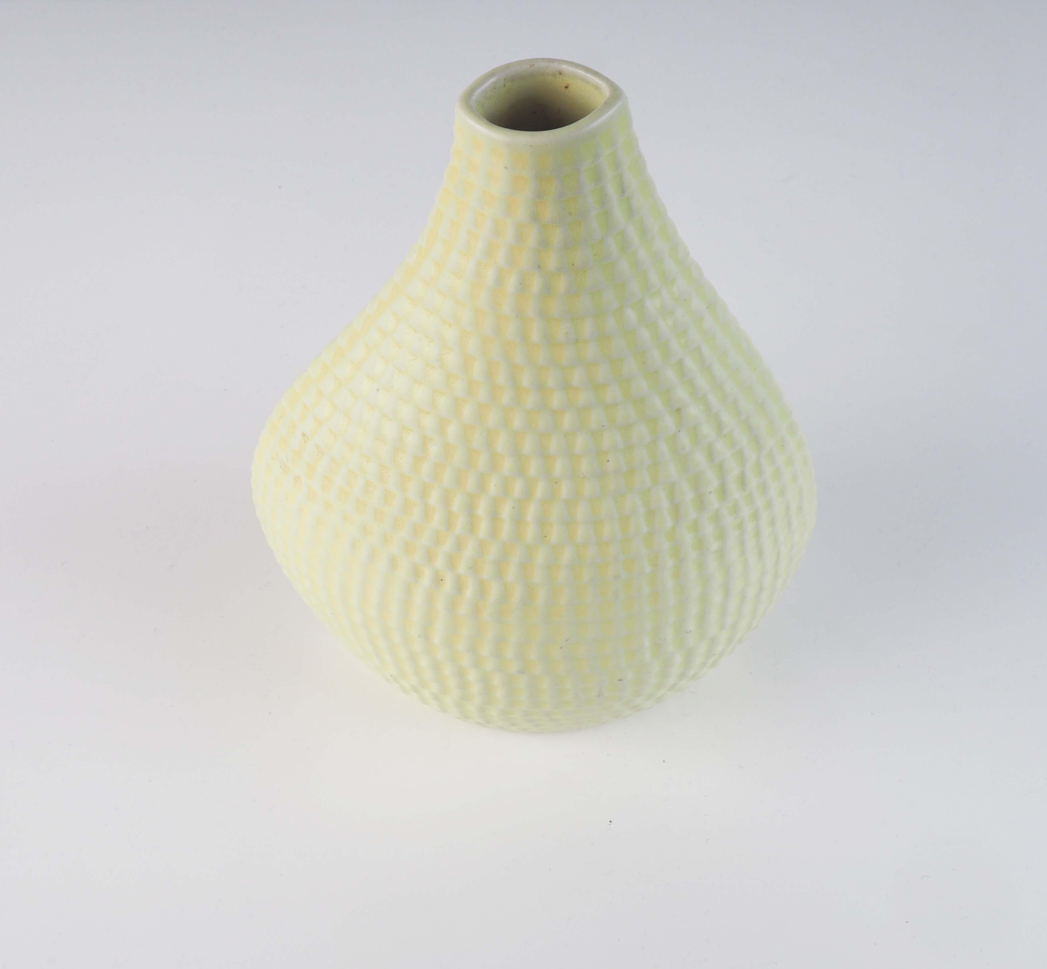 Scandinavian Modern Yellow Vase from the Reptile Series by Stig Lindberg, Gustavsberg, Sweden For Sale