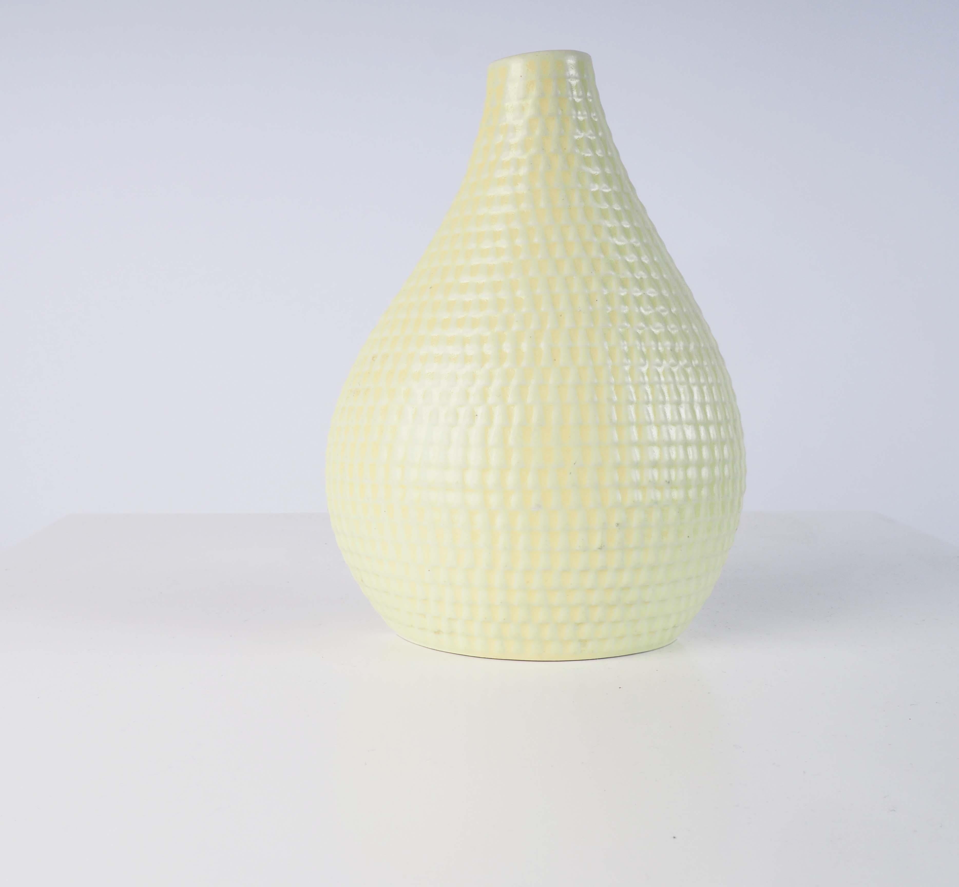 Mid-20th Century Yellow Vase from the Reptile Series by Stig Lindberg, Gustavsberg, Sweden For Sale