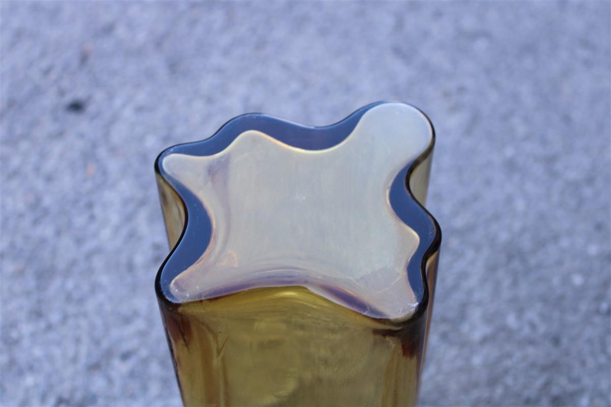 Yellow Vase Murano Glass Italian Design 1970s Mangiarotti Attributed 1