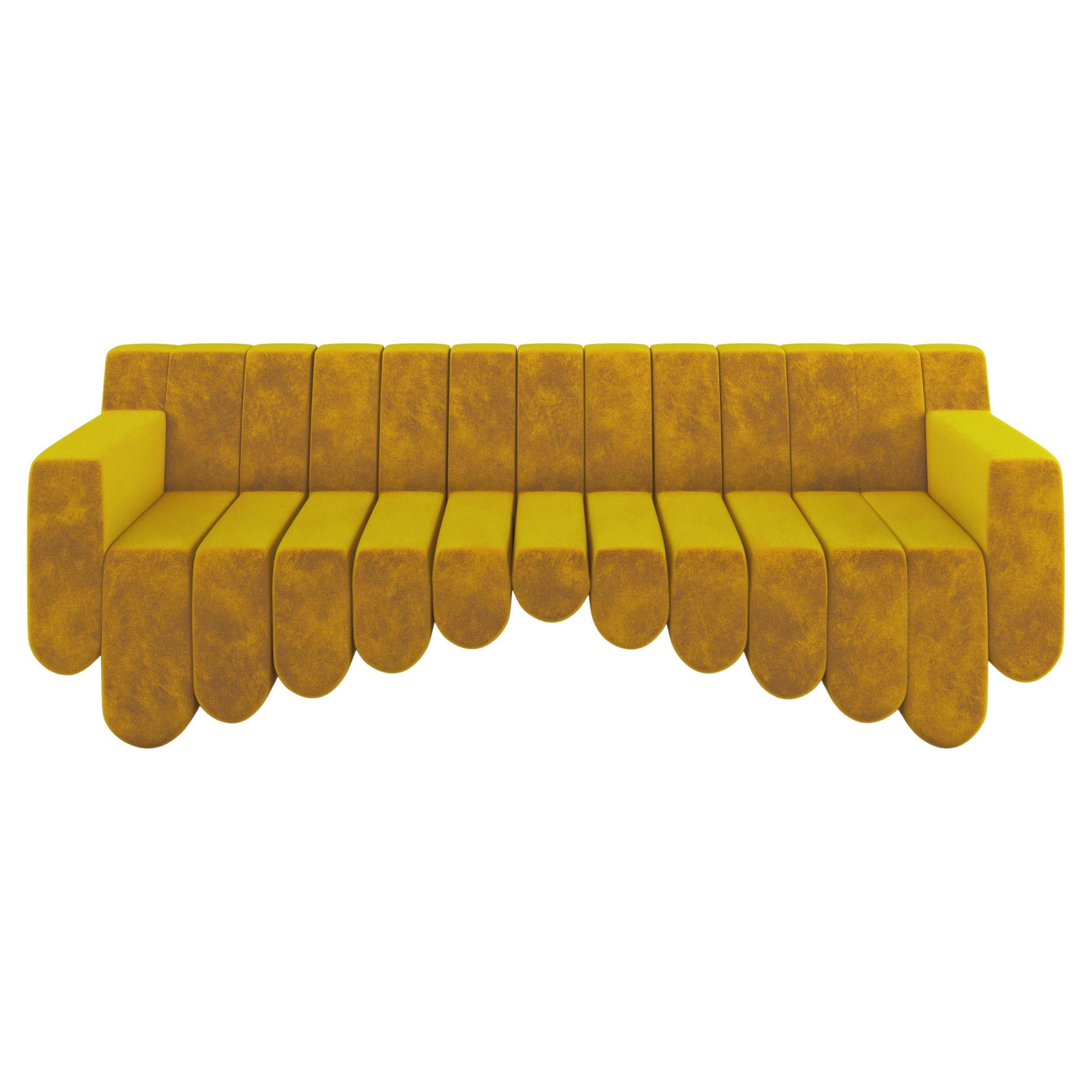 Yellow Velvet Contemporary Art Deco Sofa For Sale