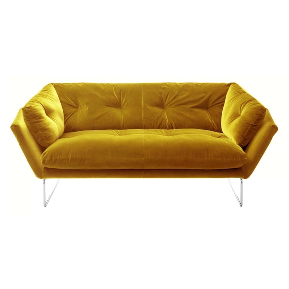 New Yorker Suite-Sofa aus gelbem Samt, entworfen von Sergio Bicego, hergestellt in Italien (Italienisch) im Angebot